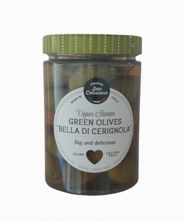 Oliven, Bella Cerignola (Italias største oliven) 530 g glass